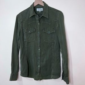 Western Pearl Snap Shirt with Yoke Stitching